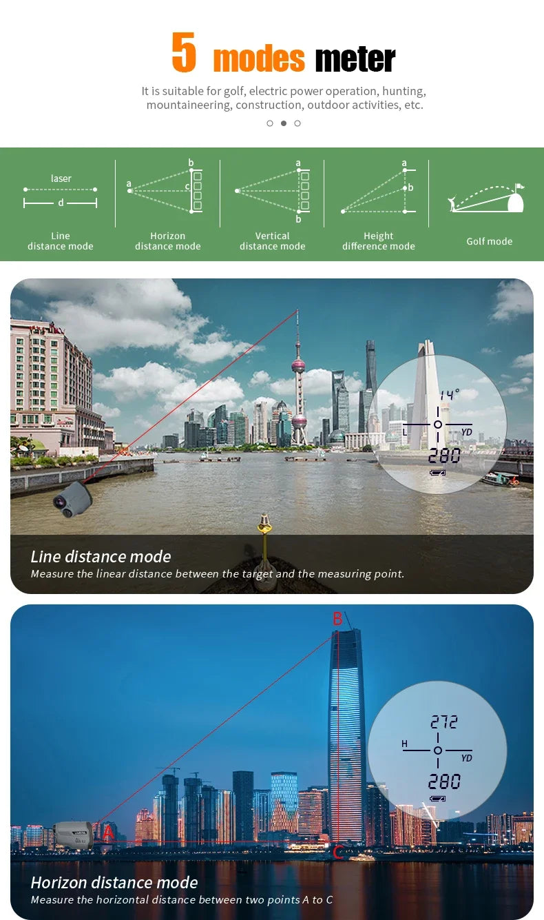 ARTBULL Laser Rangefinder Hunting Outdoor 1200M 650M Golf Rangefinder with Flag-Lock Slope Adjusted Distance Meter