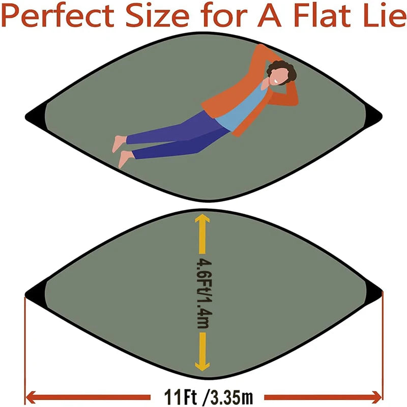 Spacious Single&Double Hammock with removable No See-Um net 2 in 1 camping hammock with protection net for outdoor