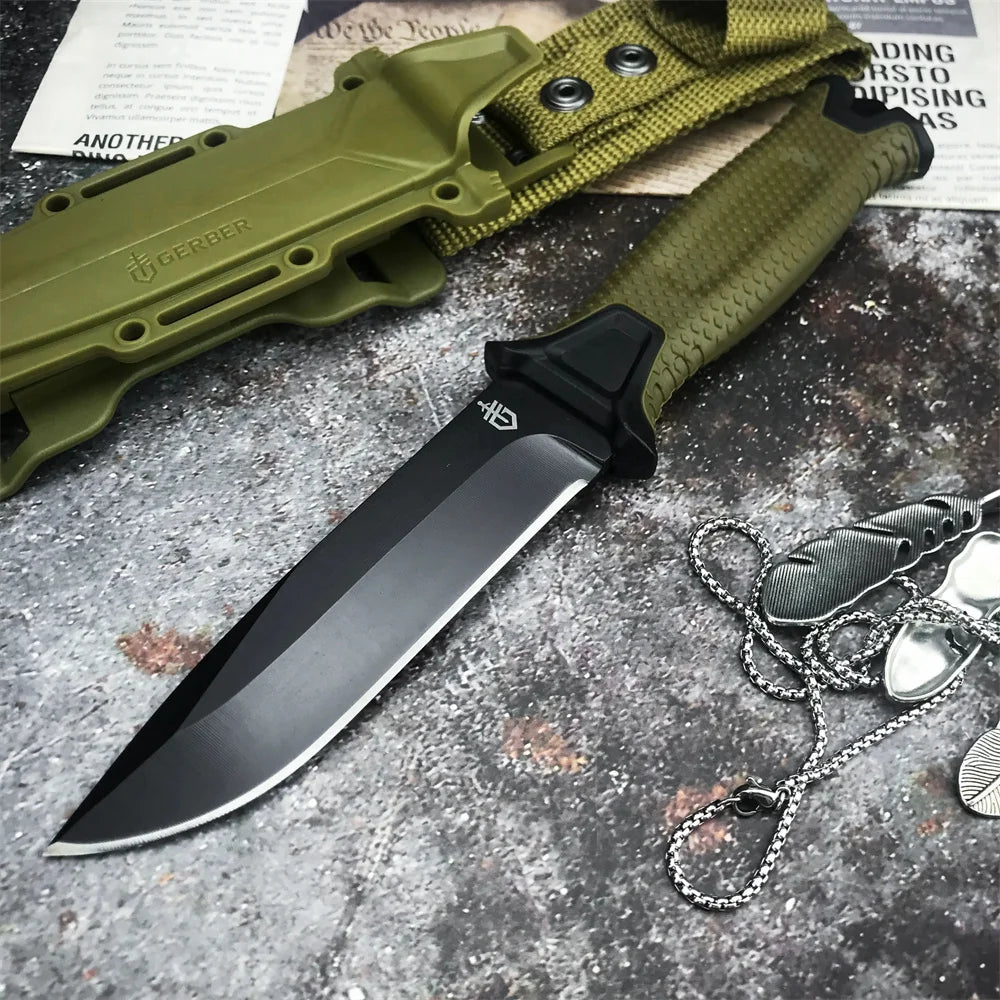 GB 1500 Military Tactical Fixed Blade Knife 8Cr13Mov Blade Plastic Handle Outdoor Hiking Camping Hunting Cutting Survival Tools