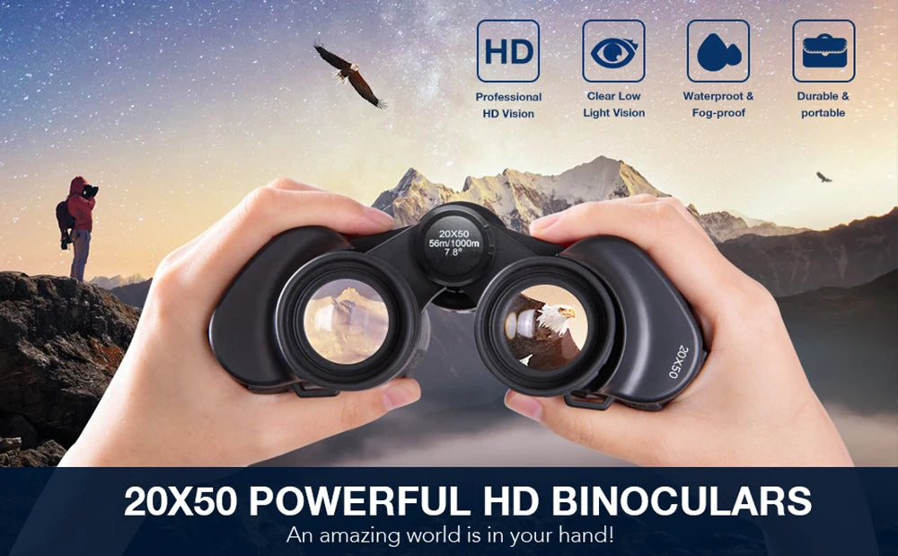 20x50 Military Binoculars for Adults with Smartphone Adapter With BAK4 Prism FMC Lens Telescope Tactical Binoculars for Hiking