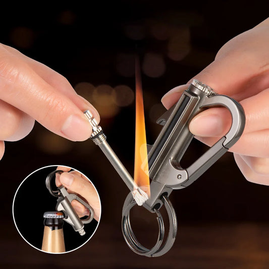 Permanent Match Lighter Keychain Outdoor Emergency Fire Starters Waterproof Cigarettes Flints Keyrings