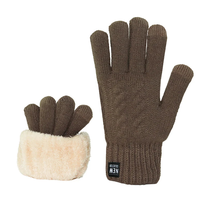 Wholesale Fleece Lined Fashion Warm Black Cable Knitted Winter Touch Screen Gloves