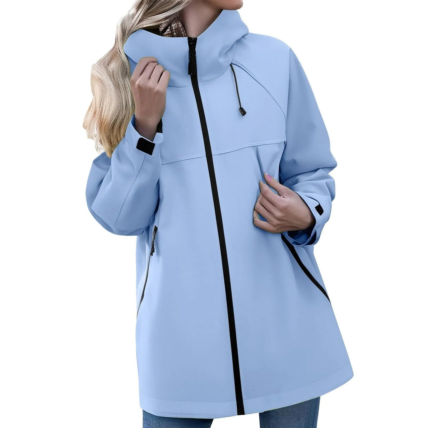 Women's Outdoor Jacket Casual Zipper Hooded Jacket Breathable Windproof Waterproof and Stain-resistant Mountaineering Clothing