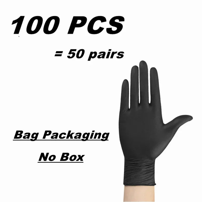 10/20/50/100pcs Disposable PVC Black Nitrile Gloves,Waterproof Latex Free,For Car Repair Food Safe Hair Dyeing Work Gloves