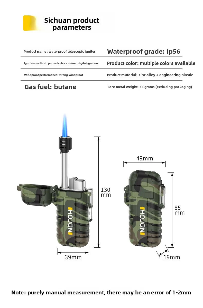 Outdoor Camping Sealed Waterproof Lighter Lighter Lightweight Portable Retractable Ignition with Lanyard Inflatable Lighter