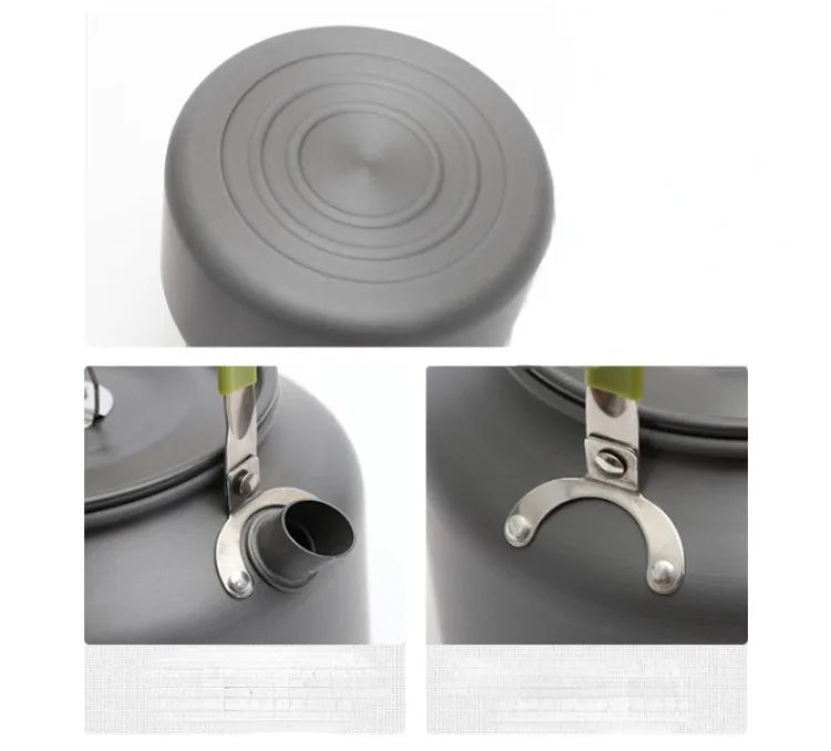 0.8L/1.1L/1.2L/1.6L/2L/2.5L Aluminum alloy Portable Outdoor Camping Coffee and Tea Kettle for Hiking Fishing Picnic and Cooking