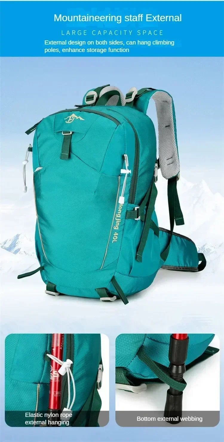 40L outdoor hiking camping backpack outdoor waterproof lightweight mountaineering bag cycling backpack with waterproof cover