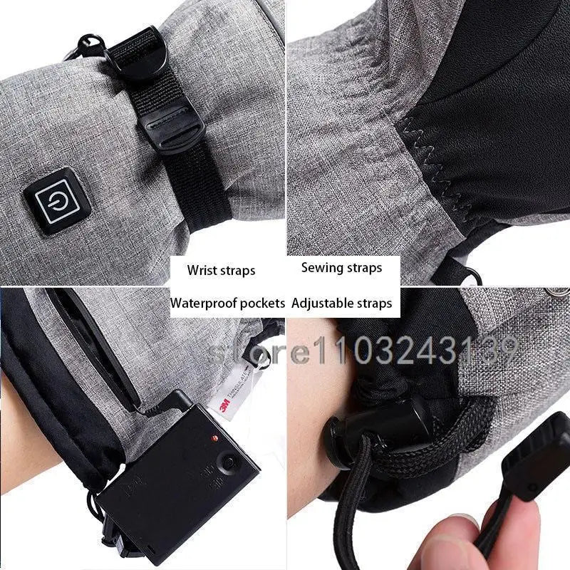 Winter Heated Gloves With Battery Box Heating Hand Warmer Thermal Gloves Waterproof Snowboard Cycling Motorcycle Bicycle Ski