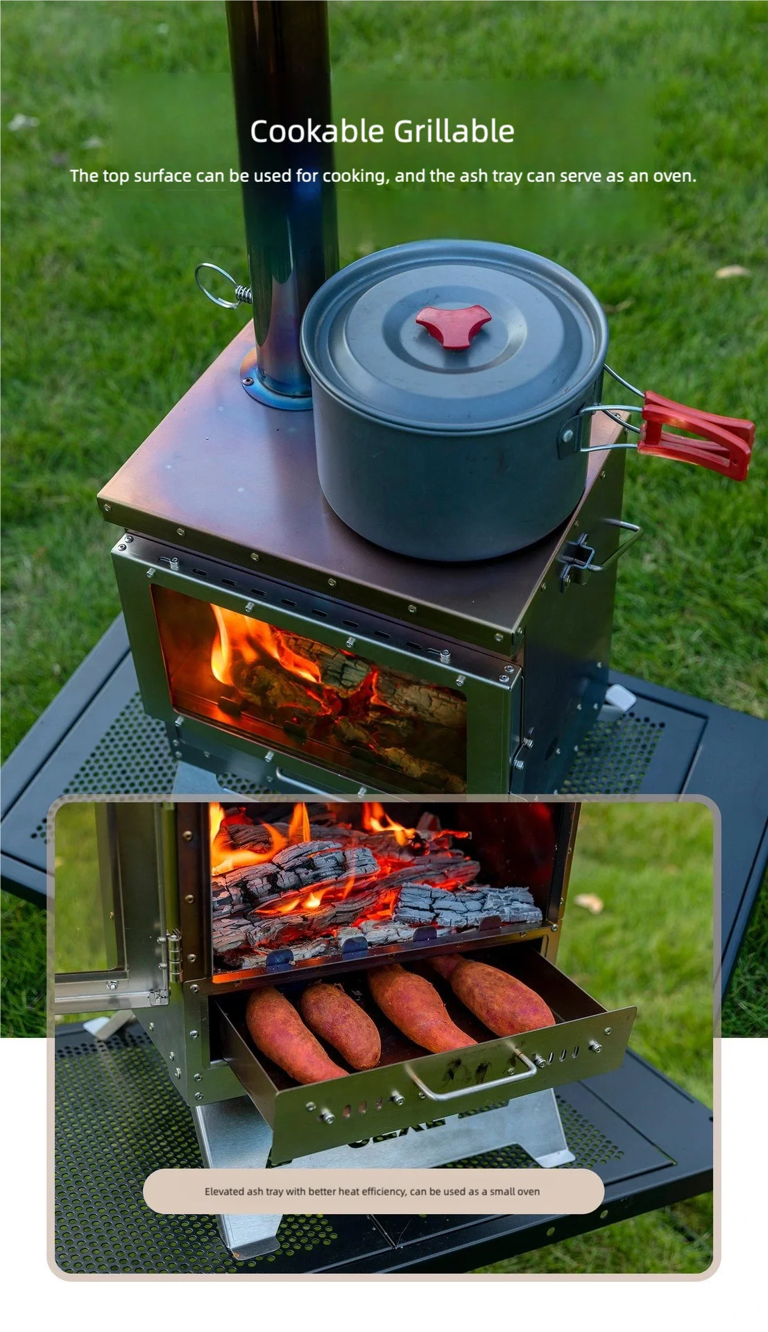 Stainless Steel Smokeless Fireplace Multifunctional Tent Firewood Stove Camping Firewood Stove Portable Heating Stove