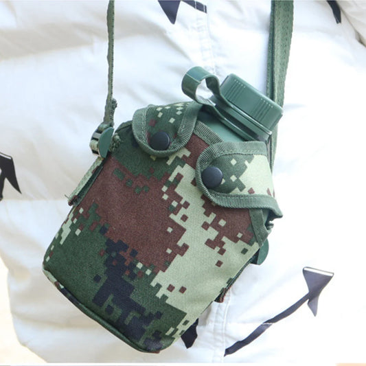 1Set Camouflage Military Canteen 1L Aluminum Alloy Water Bottle Thermal Insulation Leakproof for Camping Hiking Survival