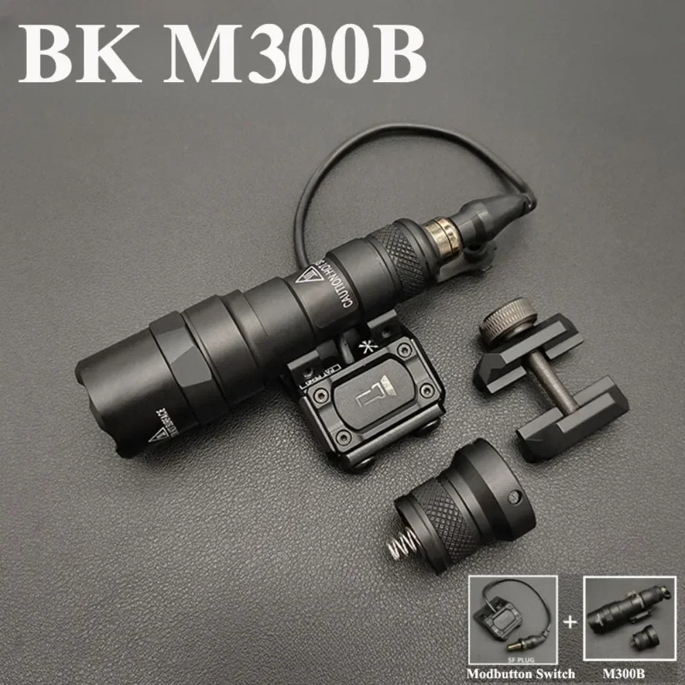 M300B M600B Tactical LED Strobe Flashlight Weapon Gun Light Fit MLOK 20MM Rail Scout Light with Switch for Outdoor Hunting