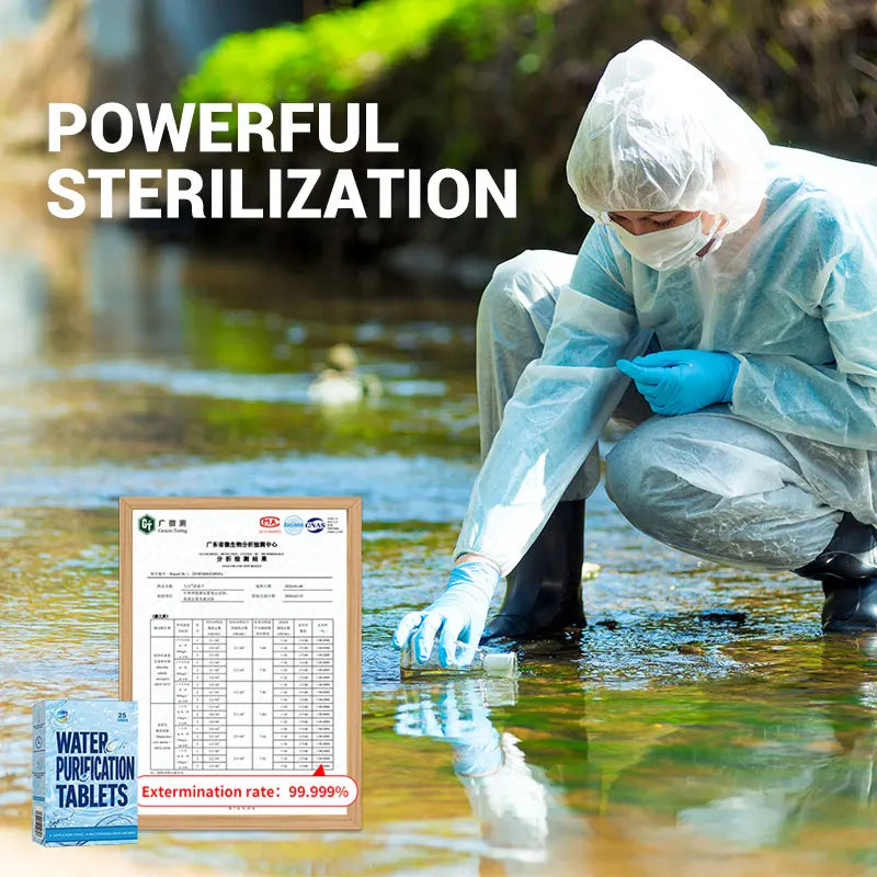 1 Box Water Purification Tablets, 25 Tablets Per Box Individual Packaged, Suitable for Outdoor Water Flow River Cleaning Purify