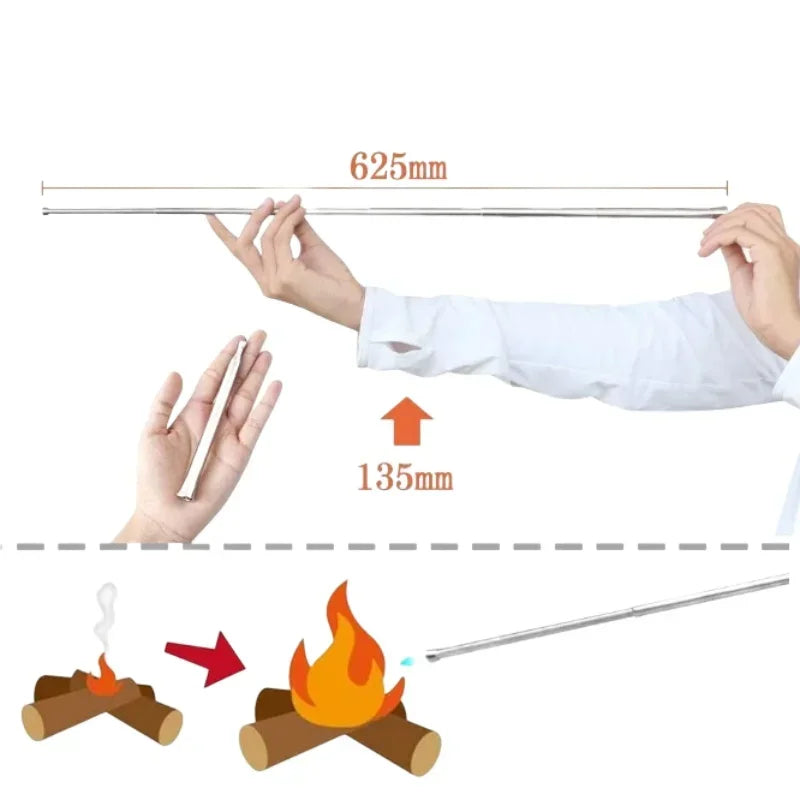 Telescopic Camping Blower Fire Tube Collapsible Bellows Outdoor Survival Starter Pocket Gear for Easy Campfire Ignition