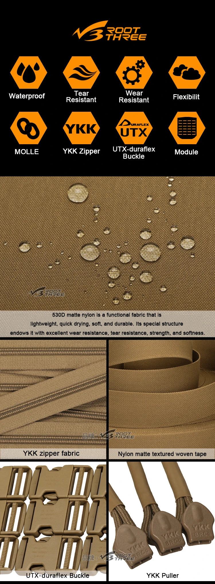 45L 500D/DML Nylon Waterproof MOLLE Tactical Backpack Outdoor Fishing Camping Hiking Bag Multi Layer Detachable DIY Backpack