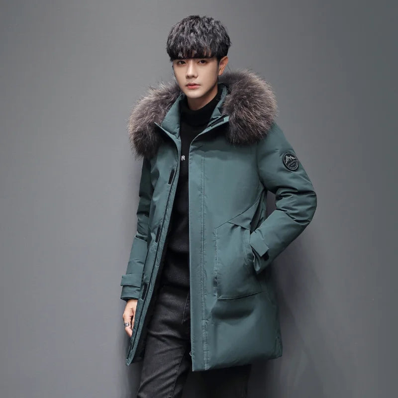 Outdoor Hiking Camping in Winter Windproof Warm Casual Fur Collar Feather Jacket Comfortable Versatile Warm Down Jacket