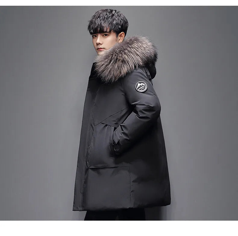 Outdoor Hiking Camping in Winter Windproof Warm Casual Fur Collar Feather Jacket Comfortable Versatile Warm Down Jacket