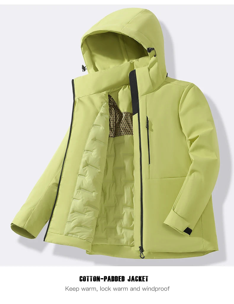 EUMERGX Men's Women's Winter Coat Waterproof Windproof Warm Fleece Jacket Unisex Hiking Camping Skiing Climbing Windbreaker