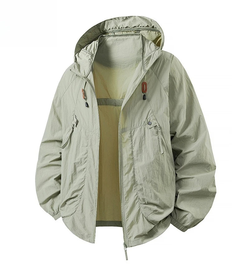 Men's Fishing Hooded Jacket Hiking Mountain Sport Waterproof Lightweight Windbreaker Rain Shell 2025 Camping Sun-proof Raincoat