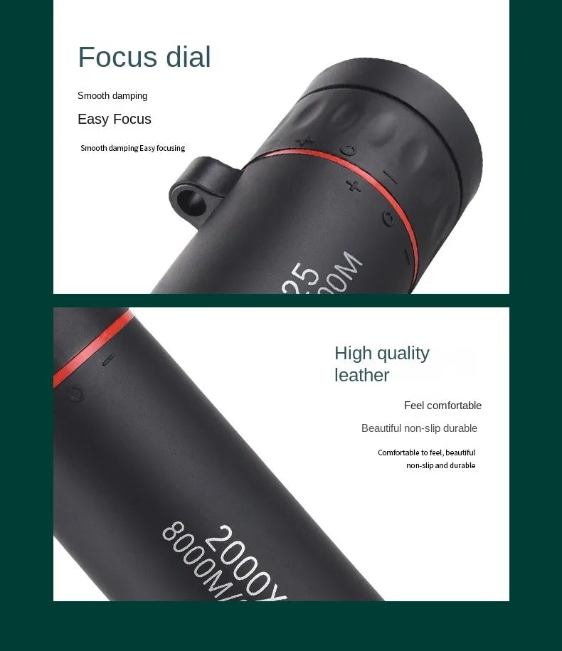 Outdoor 2000x25 HD Monocular Telescope Mini Portable Mobile Phone Telescope with Holder Camping Hunting Birdwatching Telescopes