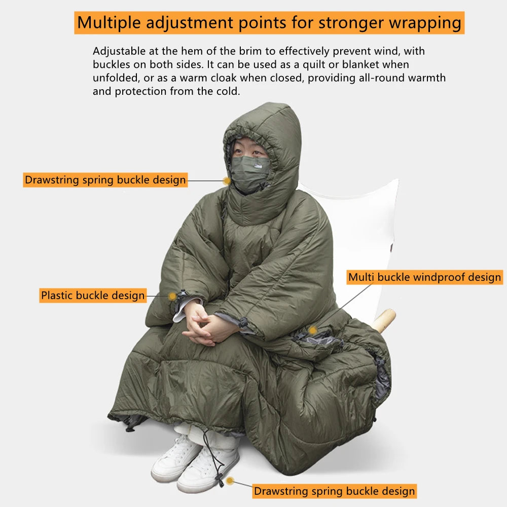 Portable Multifunctional Winter Warm Sleeping Bag Hammock Outdoor Camping Cotton Underquilt Poncho Warm Hammocks Swing Cover