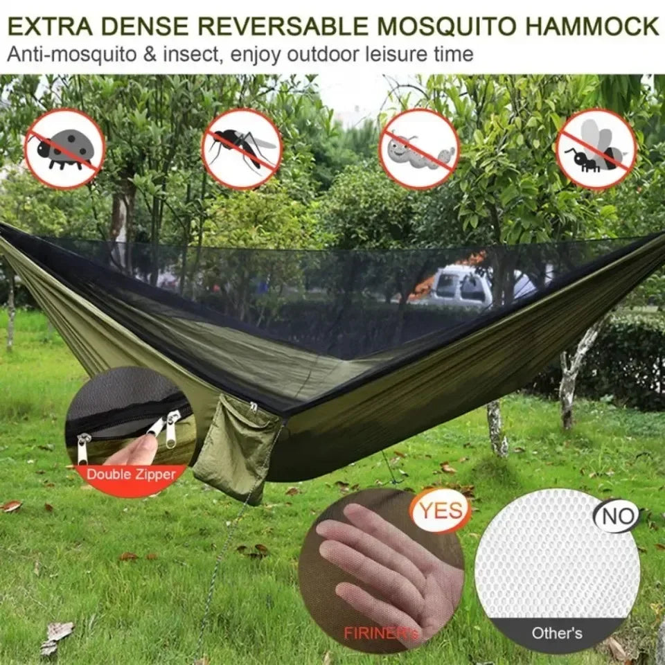 Camping Hammock Fully Automatic Quick Opening Mosquito Net Outdoor Camping Tent High Strength Parachute Fabric Hanging Bed Net