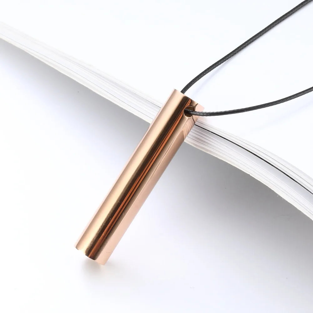 528 Hz Mindfulness Adjustable Breath Pendant Necklace Stainless Steel Meditation Stress Relief Frequency Blowing Whistle Jewelry
