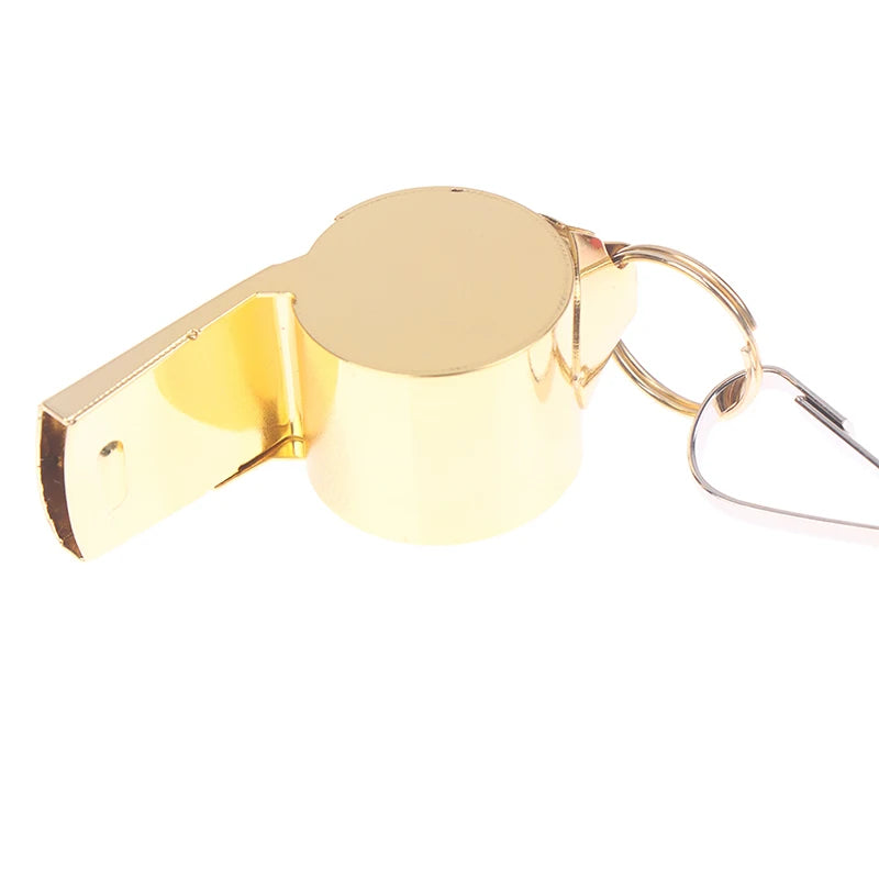 Gold Stainless Steel Rope Whistle Hanging Neck Outdoor Lifesaving Whistle