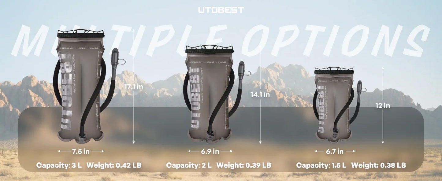 UTOBEST 1.5L/2L/3L Water Bladder Hydration Pack Reservoir TPU Water Storage Bag for Camping Cycling Running Hiking
