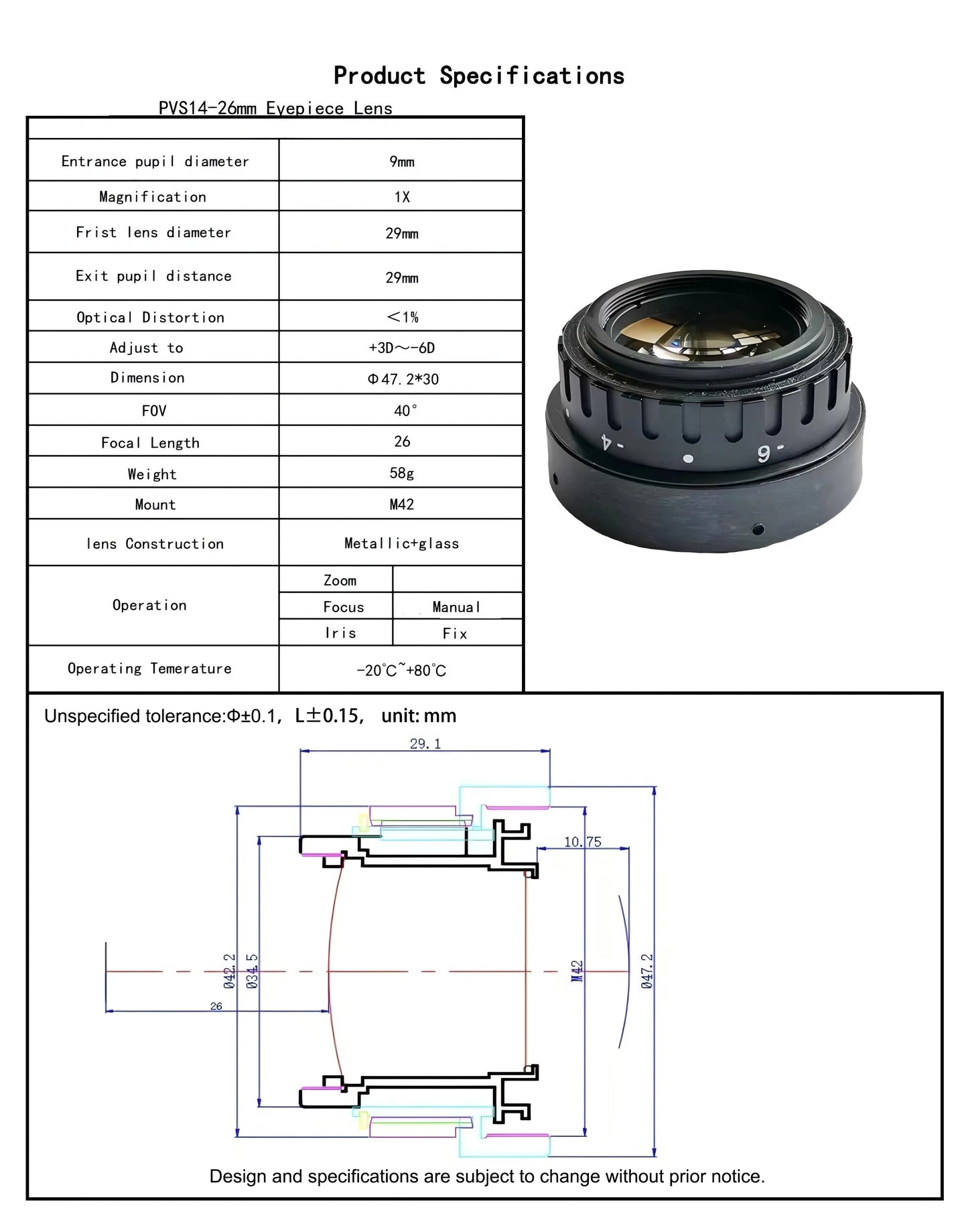 PVS14 Night Vision Device Objective Lens Eyepiece Set 40°Night Vision Low Light Enhancement Dustproof And Waterproof