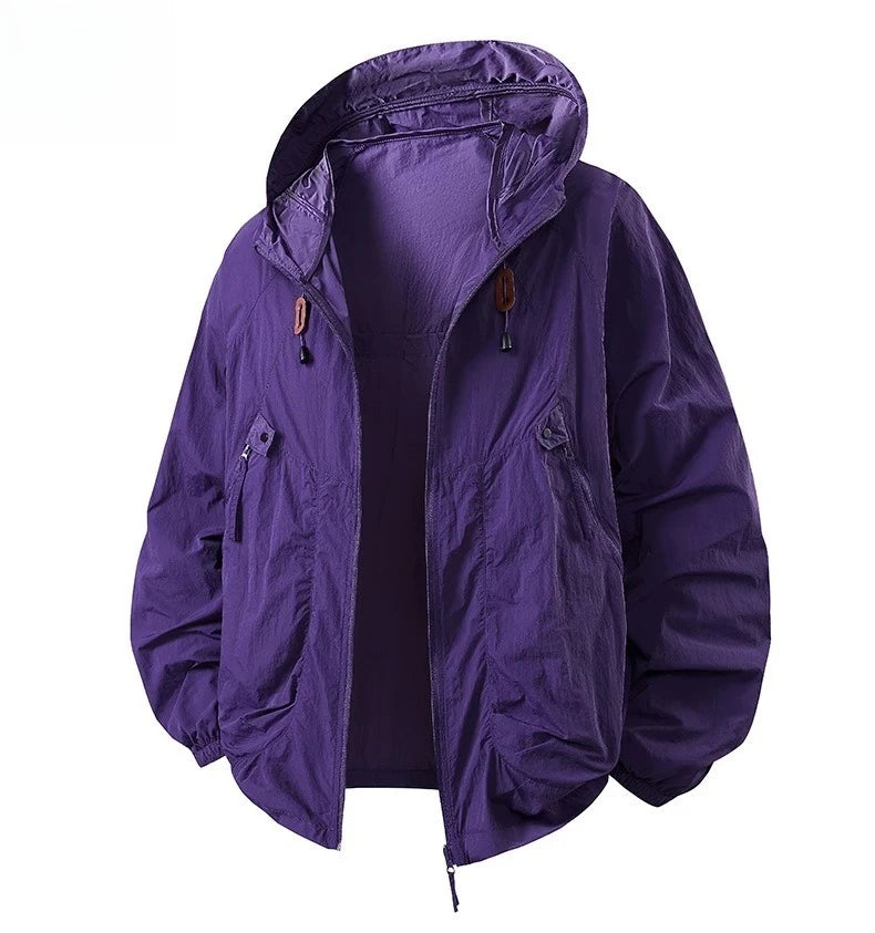 Men's Fishing Hooded Jacket Hiking Mountain Sport Waterproof Lightweight Windbreaker Rain Shell 2025 Camping Sun-proof Raincoat