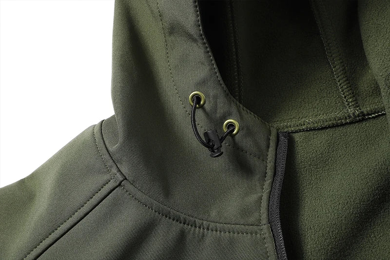 Waterproof Jacket Men Outdoor Softshell Hiking Jacket Hunting Coat Multi-Pockets Military Hooded Fleece Lined Rain Resistent