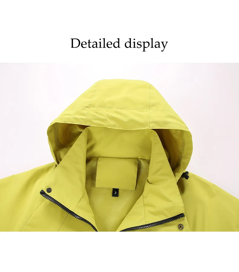 Unisex Hiking Jacket Men Outdoor Waterproof Climbing Fishing Hooded Jacket Autumn Spring Women Windproof Detachable Camping Coat