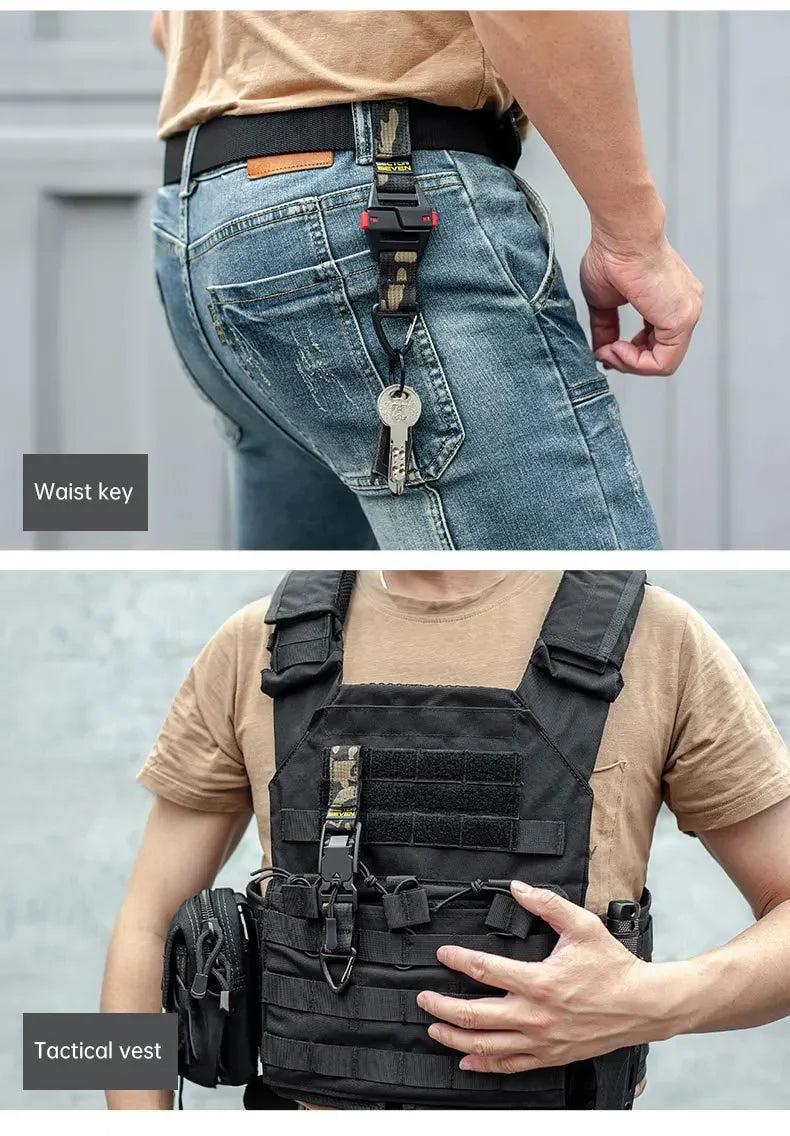 Tactical Multipurpose Triangle Quick Detachment Buckle Belt Quick Hanging Single Hook Survival Keychain EDC Quick Release Buckle