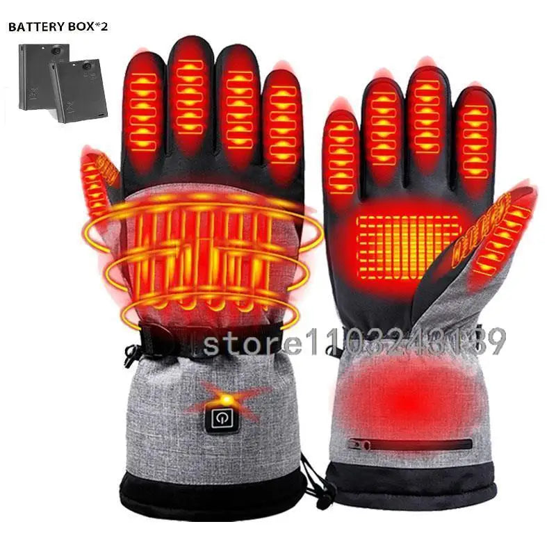 Winter Heated Gloves With Battery Box Heating Hand Warmer Thermal Gloves Waterproof Snowboard Cycling Motorcycle Bicycle Ski