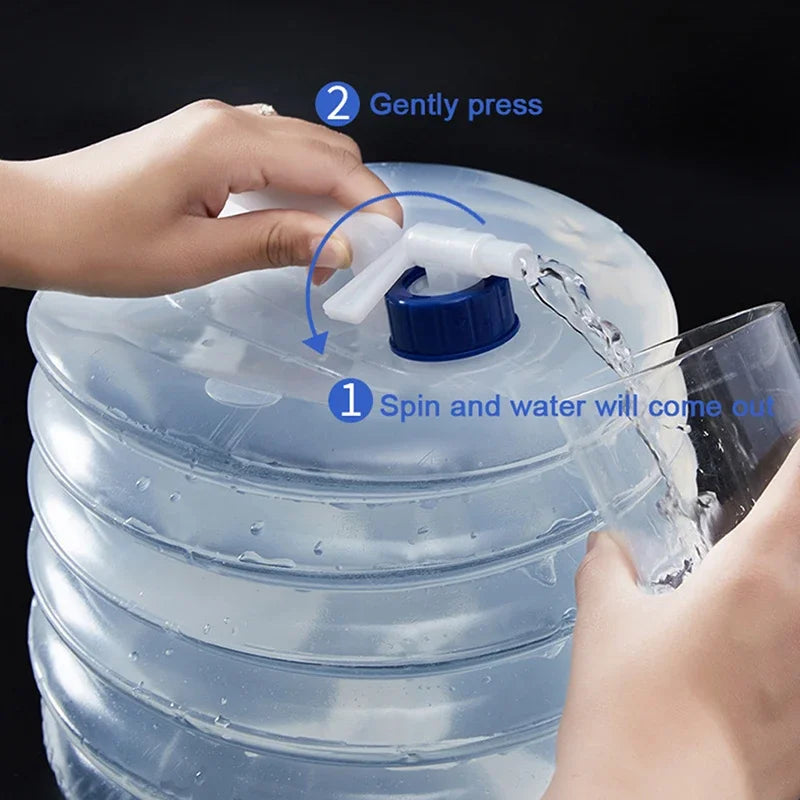 5L-15L Outdoor Collapsible Water Bag Camping Foldable Water Containers Drinking Multifunction Telescopic Storage Water Bottle
