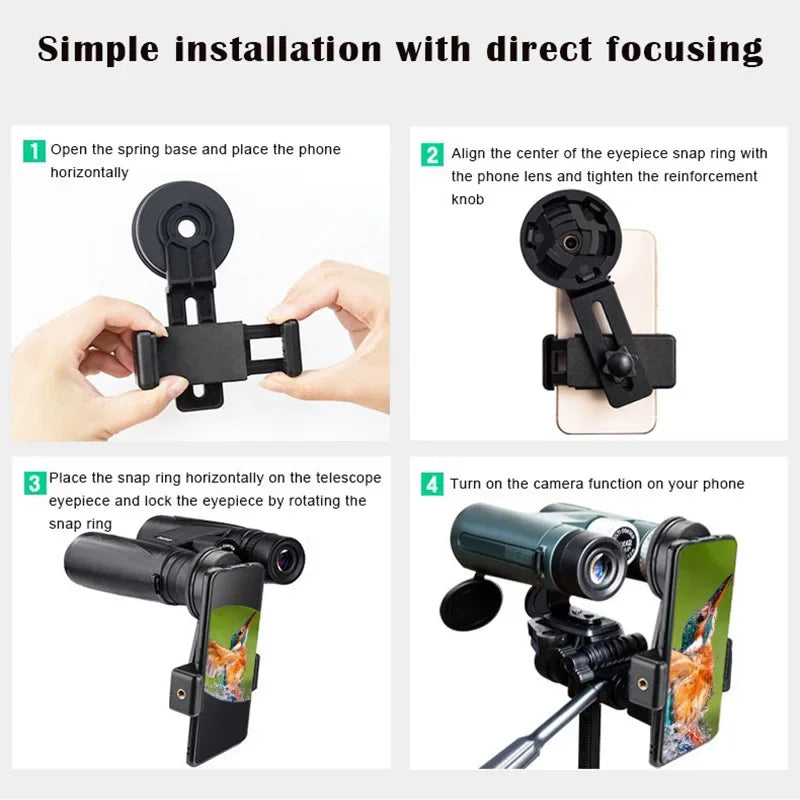 Telescope Phone Photo Adapter Universal Quick Aligned Cell Phone Digiscoping Adaptor Mount Compatible with Binoculars Monocular