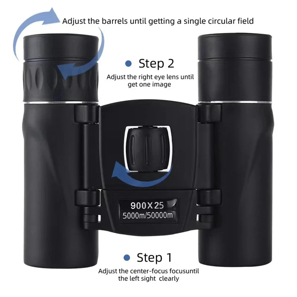 900x25 Mini Binoculars High-Powered BAK4 Prism Waterproof for Travel Bird Watching Outdoor Sports