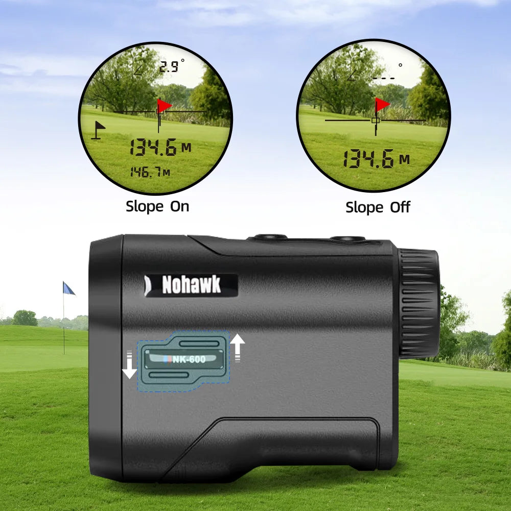 NOHAWK Golf Laser Rangefinder USB Rechargeable with Slope Compensation For Golfer Range Finder Hunting Monocular