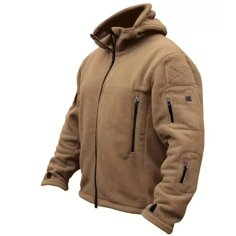 Men Polar Fleece Tactical Winter Autumn Hiking Fishing Camping Trekking Thermal Jackets Outdoor Sports Hood Caro Coat Softshell