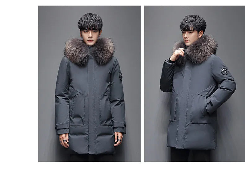 Outdoor Hiking Camping in Winter Windproof Warm Casual Fur Collar Feather Jacket Comfortable Versatile Warm Down Jacket