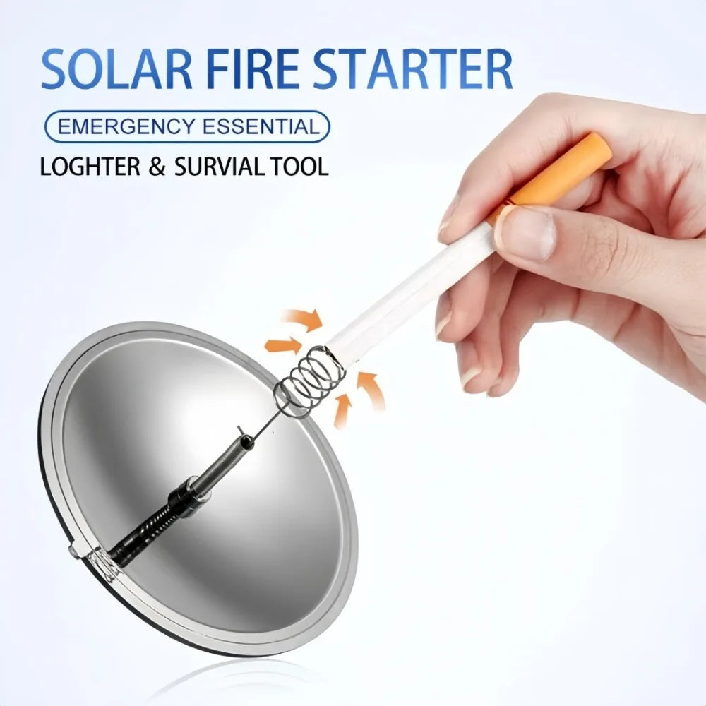 Outdoor Fire Starter Reflective Mirror Solar Windproof Waterproof for Mountain Climbing Camping Survival Fire Cigarette Lighter