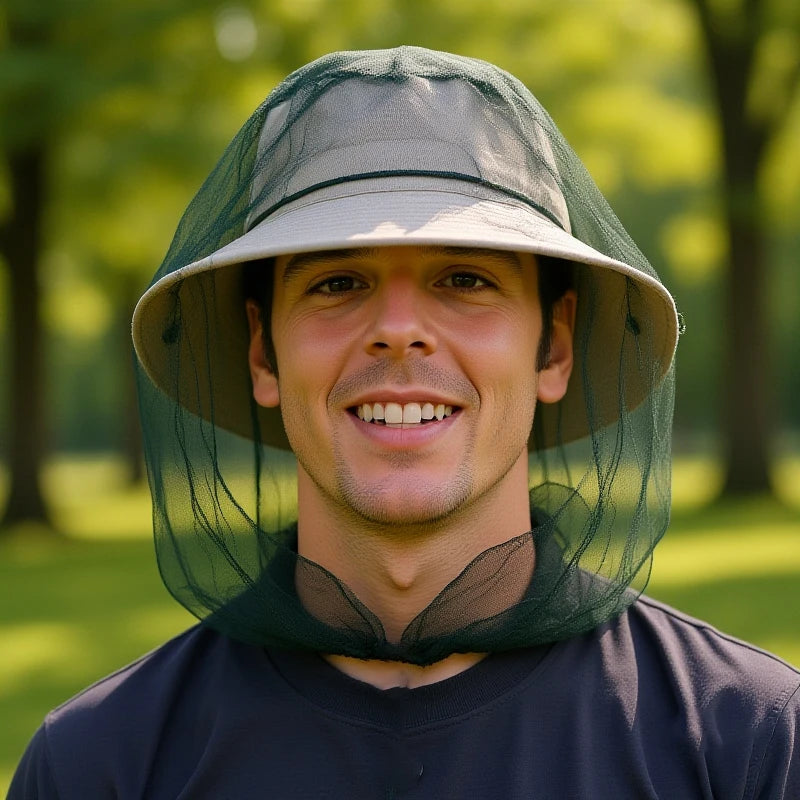 Fishing Anti Mosquito Insect Hat Fishing Hat Bug Mesh Head Net Face Protector Camping Sunshade Hats Outdoor Travel Camping