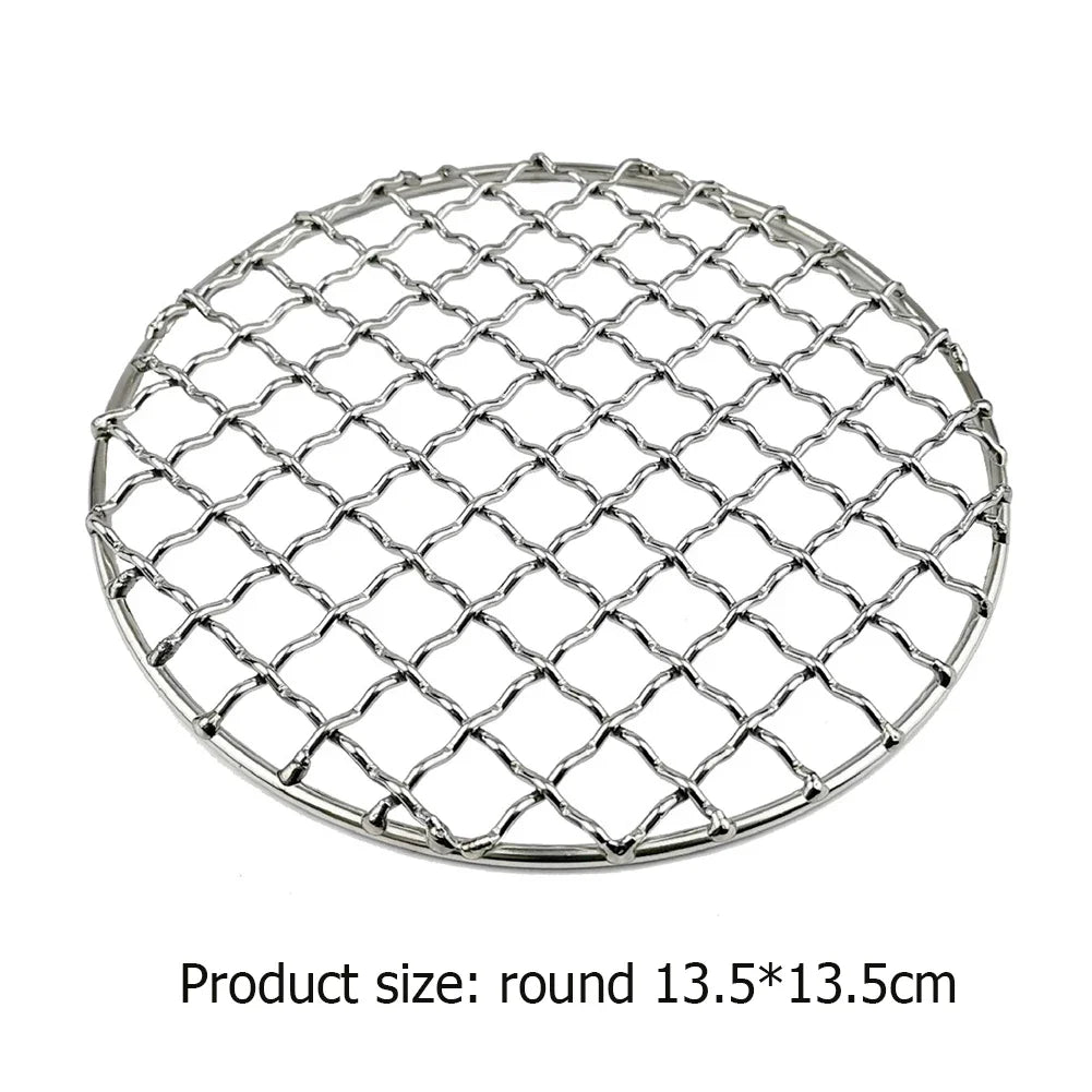 Stainless Steel Camping Grill Grate Mesh Pads Grilling Net Fire Cooking Outdoor Activities Traveling Picnic BBQ Camping Pot Tool