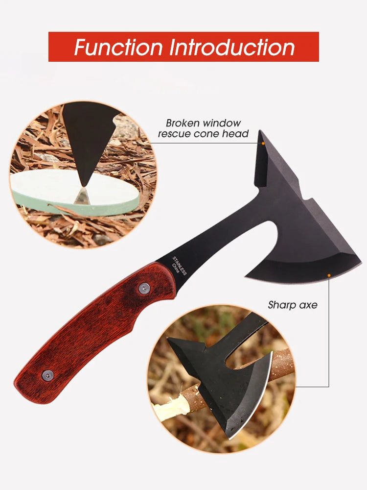Outdoor Camping Tactical Axe Survival Fire Axe Mini Hammer Ice Breaking Cone Multifunctional Woodworking Axes Hand Tool