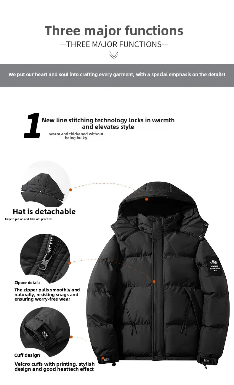 Outdoor Men's Hiking Camping Windproof Breathable Warm Cotton Clothing Winter Comfortable Fashionable and Trendy Hooded Jacket