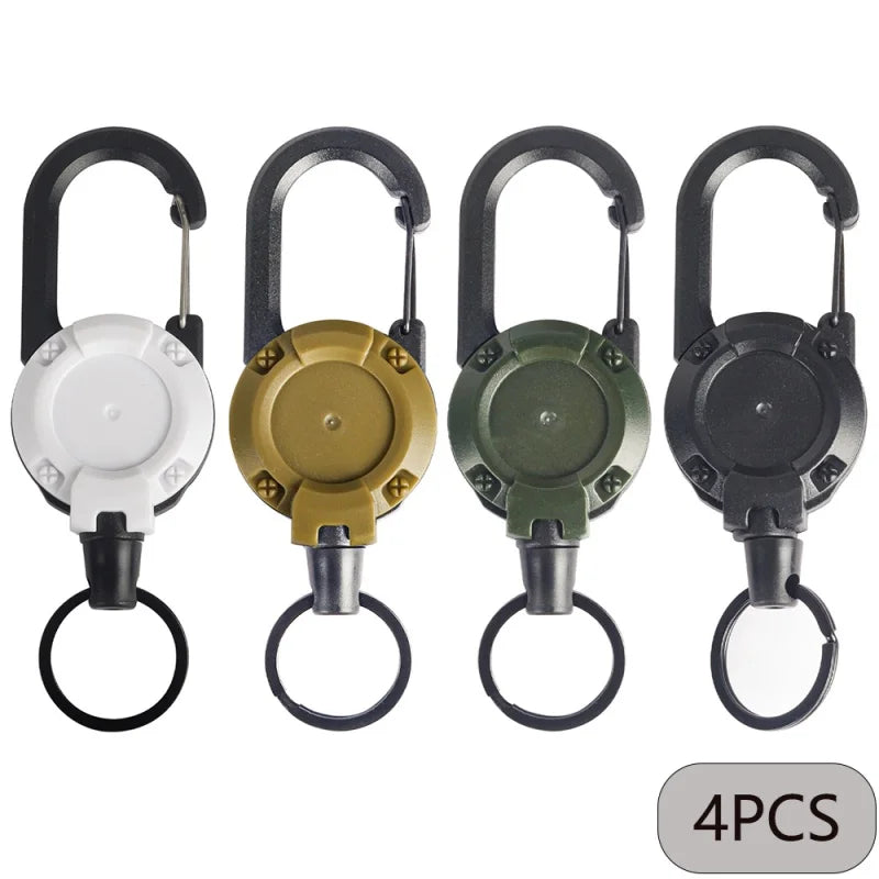 2/4/8pcs Outdoor Retractable Keychain Heavy Duty Carabiner Badge Holder Retractable ID Badge Clip Reel Key Chain for Fishing