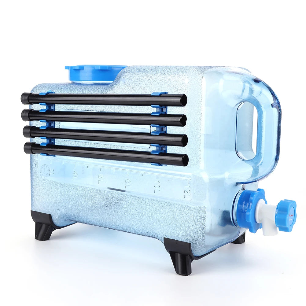 Car Water Bucket 12L Outdoor Camping Water Bin Large Capacity Portable Water Container with Detachable Rack  No Leakage