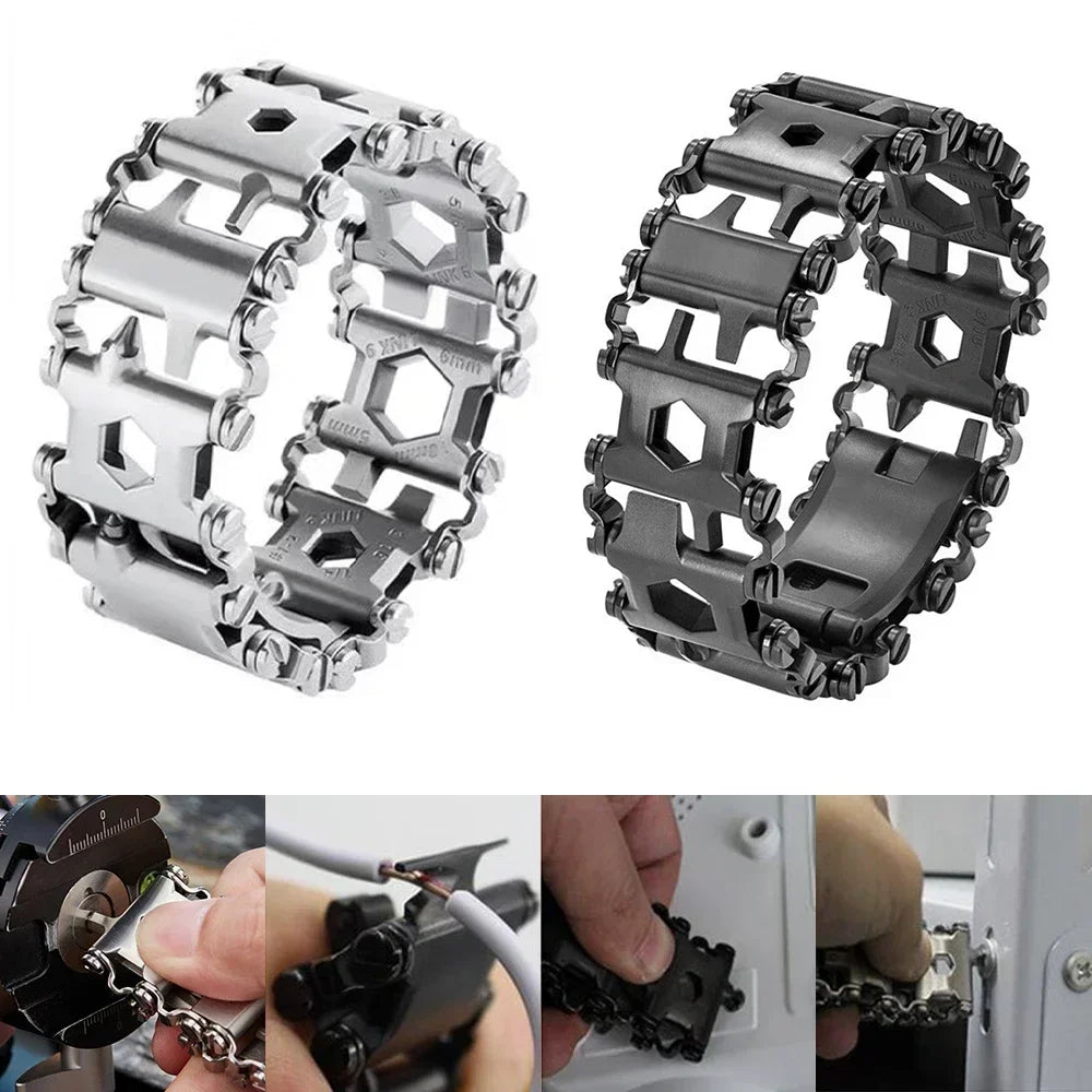 Outdoor Multi functional Tool Bracelet Pedal Stainless Steel Bolt Driver Wearable Bicycle Multi functional Outdoor Tool