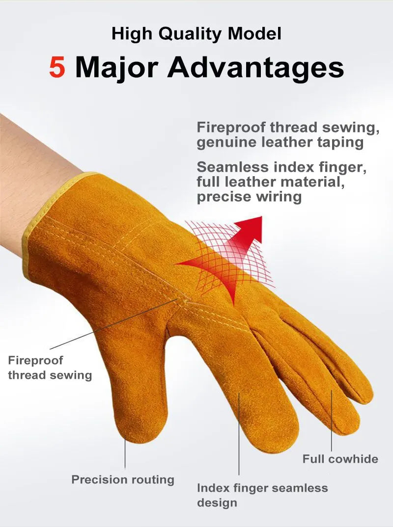 Men Work Gloves Soft Cowhide Driver Hunting Driving Farm Garden Welding Security Protection Safety Mechanic work glovers Glove