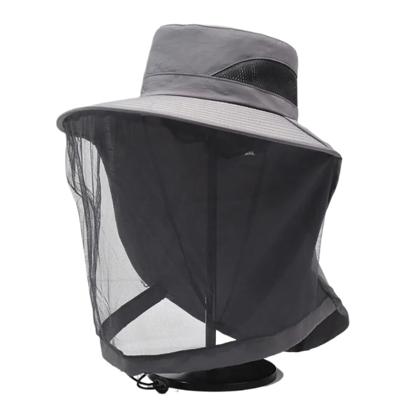 Outdoor Fishing Cap Anti Mosquito Insect Hat Fishing Hat Bug Mesh Head Net Face Protector Camping Hats Fishing Cap